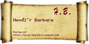Hevér Barbara névjegykártya